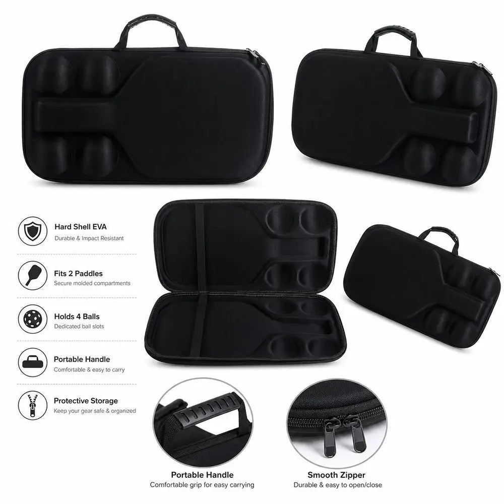 Hard Shell EVA Pickleball Paddle Bag – 2 Paddles & 4 Balls Pickleball Paddle Bag Nixie