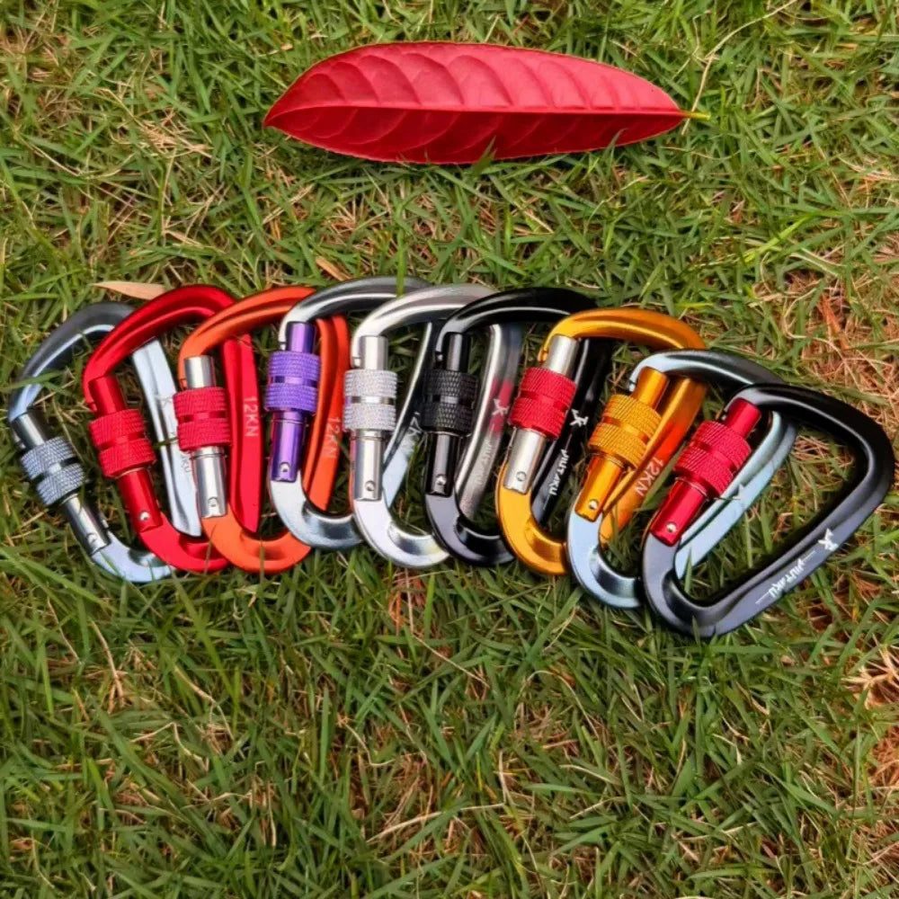 12KN Aluminum D-Shape Safety Carabiner Climbing Lock – 7 Colors Safety Carabiner Nixie