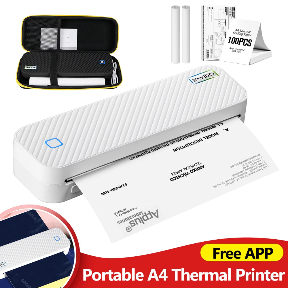 INSTOFC Portable A4 Bluetooth Thermal Printer – Inkless PDF Print