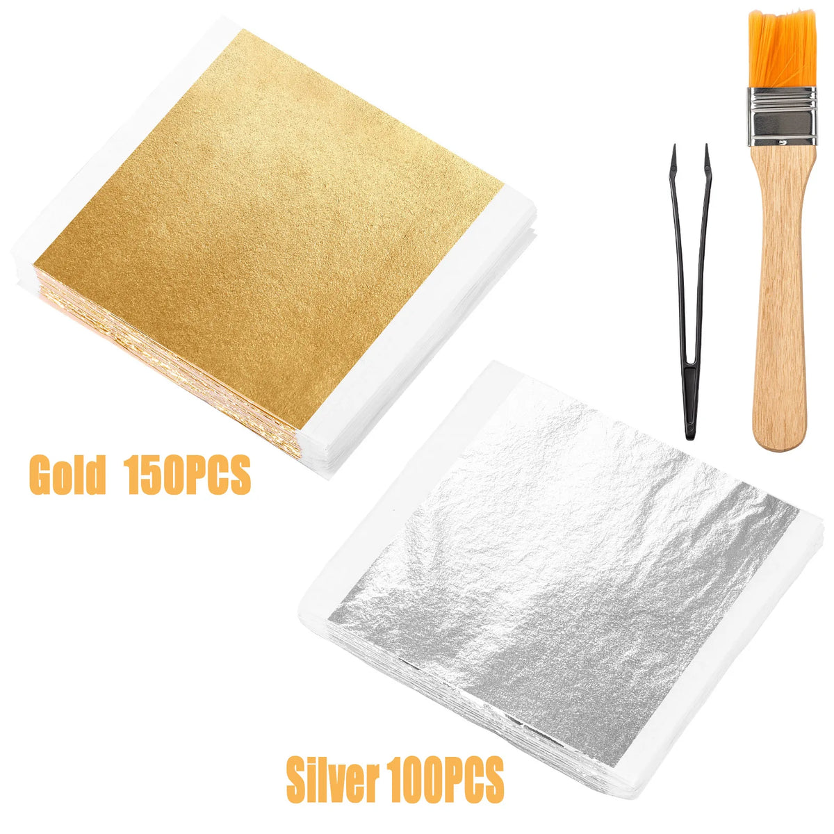 250Pcs Imitation Gold & Silver Foil Sheets – Gilding Kit Gilding Foil Kit Nixie gold silver 250pcs