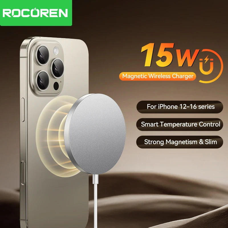 Rocoren 15W Magnetic Qi Wireless Charger for iPhone & Xiaomi Wireless Charger Nixie