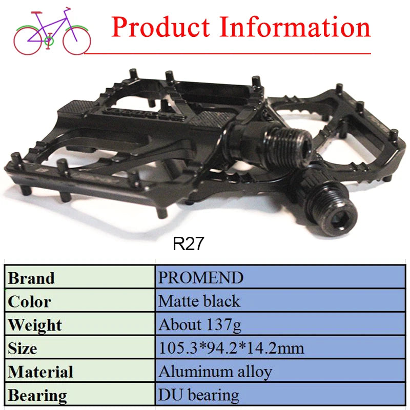PROMEND M29/R27 Ultralight Aluminum Flat Bike Pedals – MTB Road Flat Bike Pedals Nixie