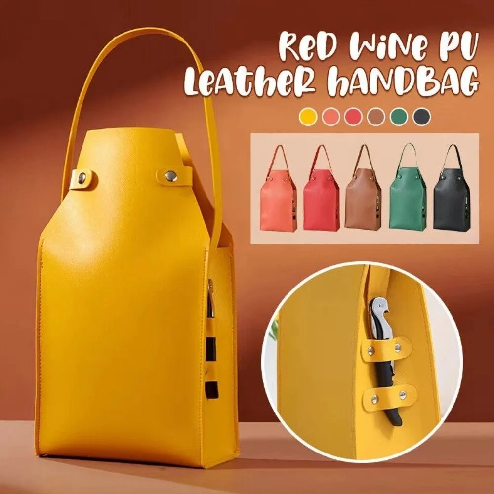 Luxury PU Leather Wine Bag – 2-Bottle Portable Gift Carrier Wine Bottle Bag Nixie