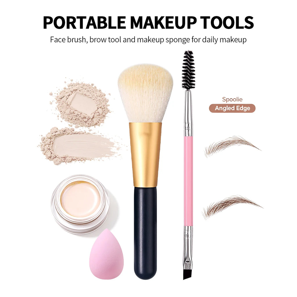 3-Piece Makeup Brush Set – Blush, Lash & Eyebrow Brushes Makeup Brush Set Nixie