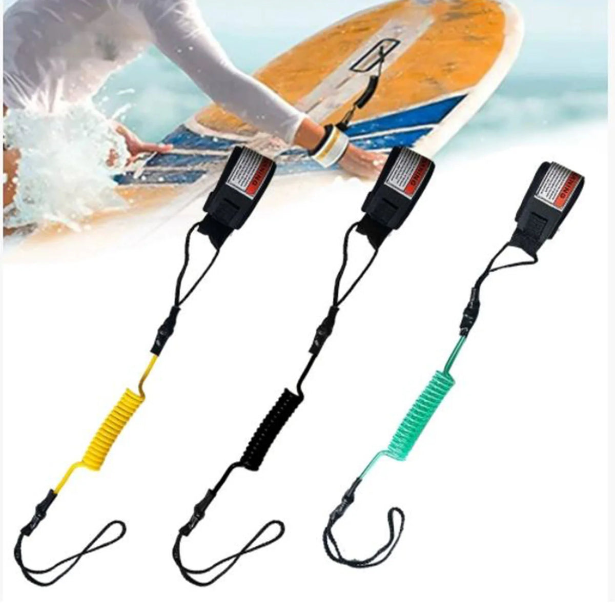 Bodyboard Safety Leash – Coiled TPU Wrist Strap for Surfing Surfboard Leash Nixie