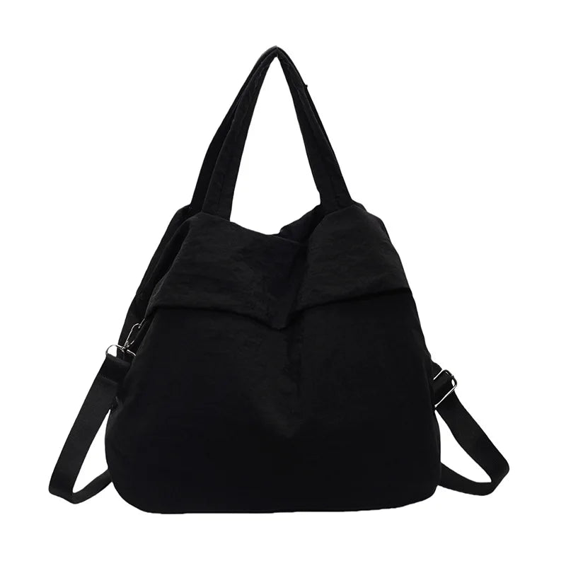 Large Nylon Waterproof Tote Hobo Crossbody Shoulder Bag for Women Nylon Tote Handbag Nixie BB-016-Black