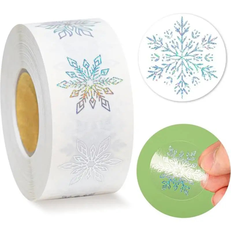 Ice Crystal Christmas Stickers 500 Sheets – Xmas Gift Tags Roll Decorative Sticker Roll Nixie