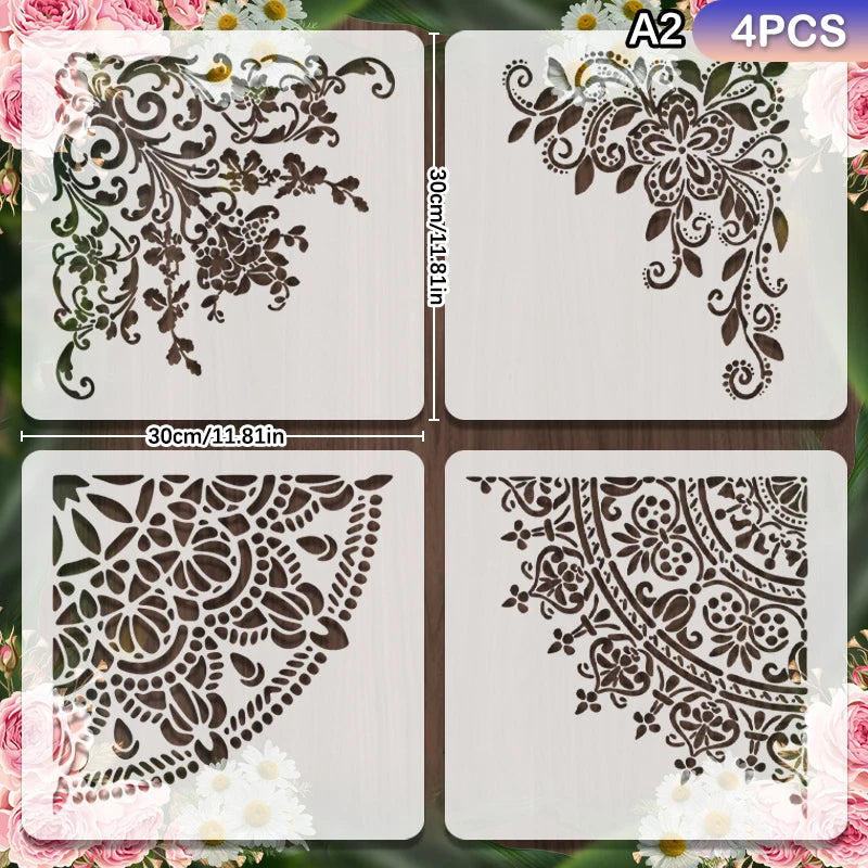 Reusable Mandala Stencils – PET Templates for Wall & Fabric