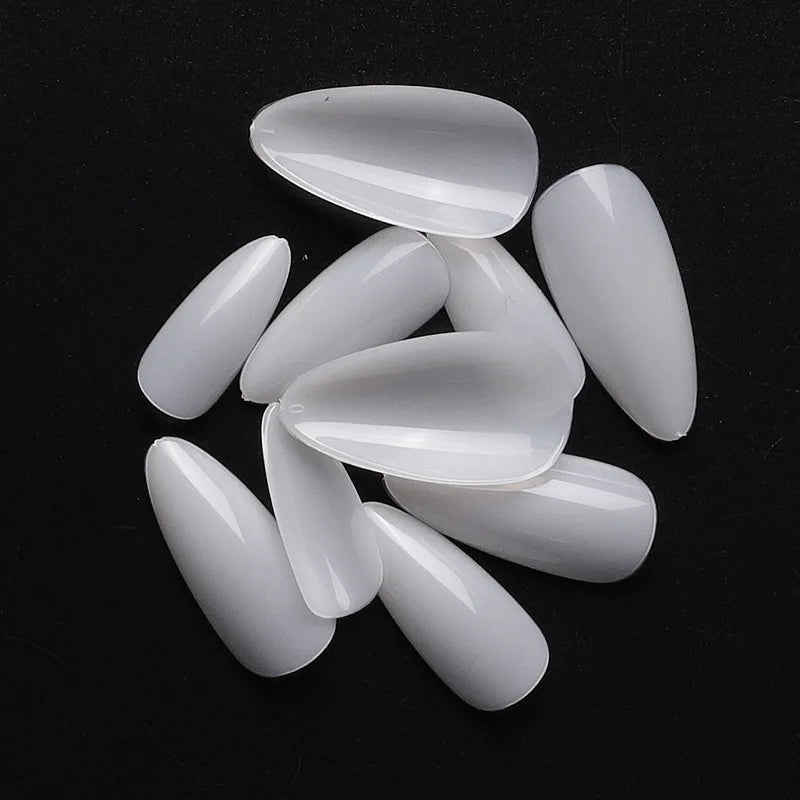 500pcs Clear Acrylic False Nails – Almond Stiletto Full Cover Tips