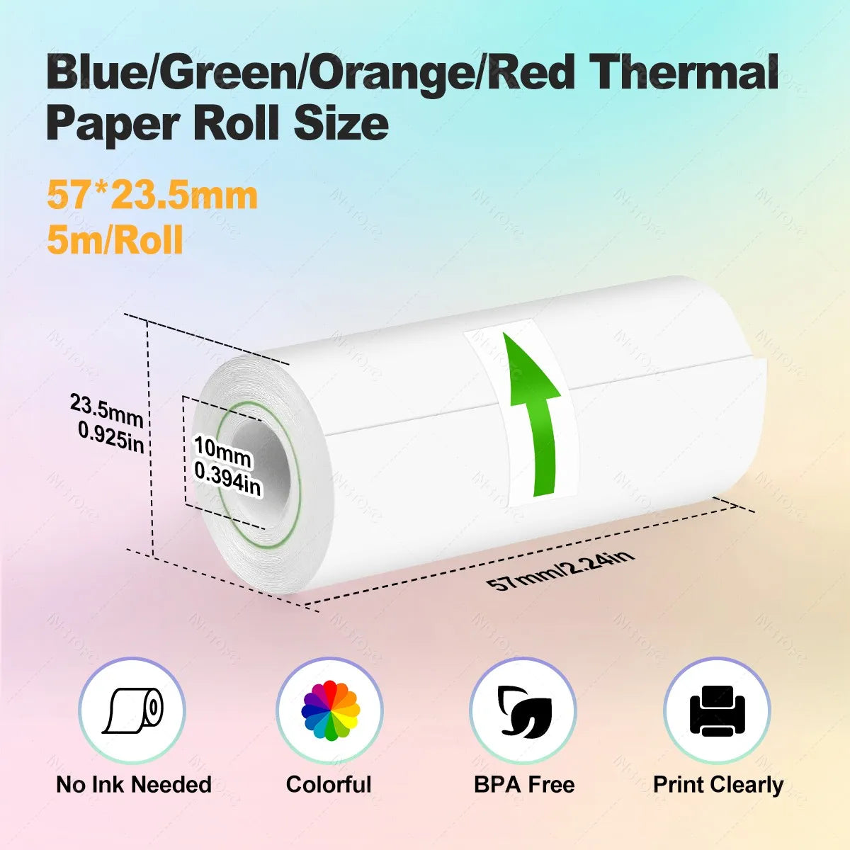 57mm HD Color Thermal Paper Rolls for Mini Pocket Printer 6/8 Pack Thermal Printer Paper Nixie