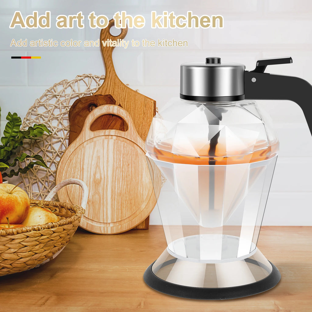 Diamond Glass Honey Dispenser 200ml – Drip-Free Jar with Stand Honey Dispenser Jar Nixie