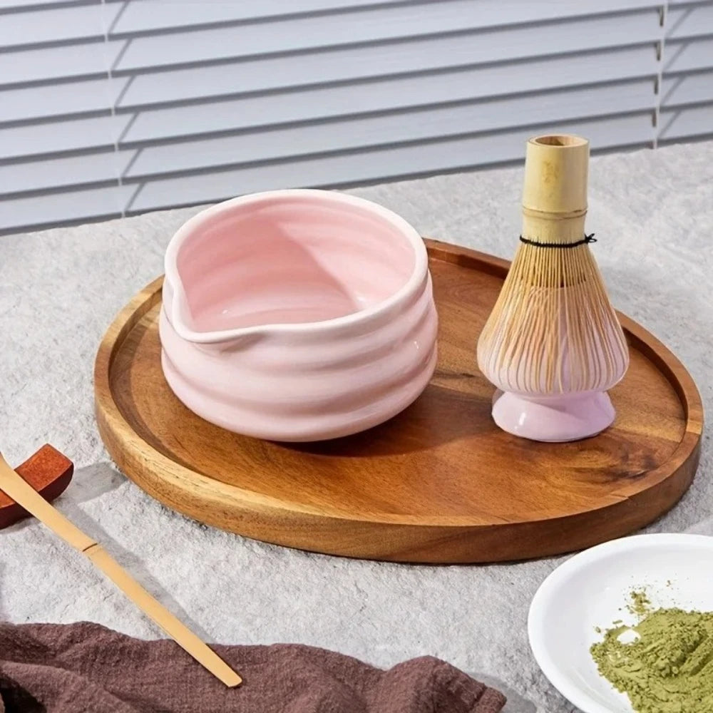 5-Piece Pink Ceramic Matcha Bowl & Whisk Set | Tea Kit Matcha Tea Set Nixie