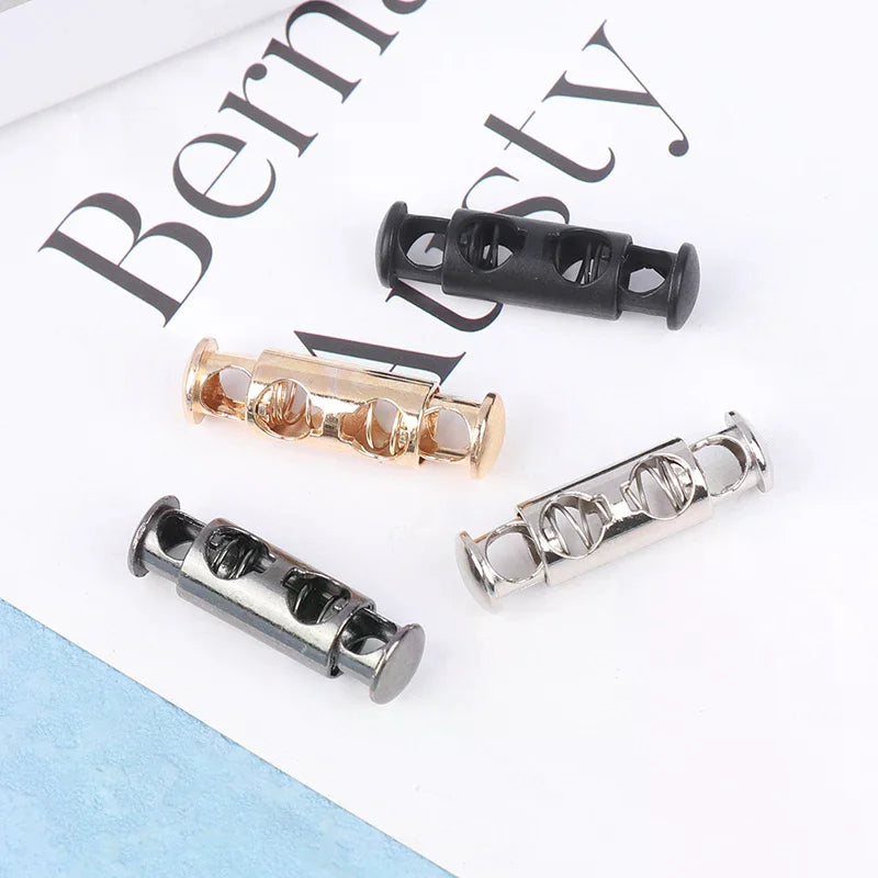 10Pcs Double Hole Metal Spring Buckles – Elastic Cord Locks Sewing Cord Buckles Nixie