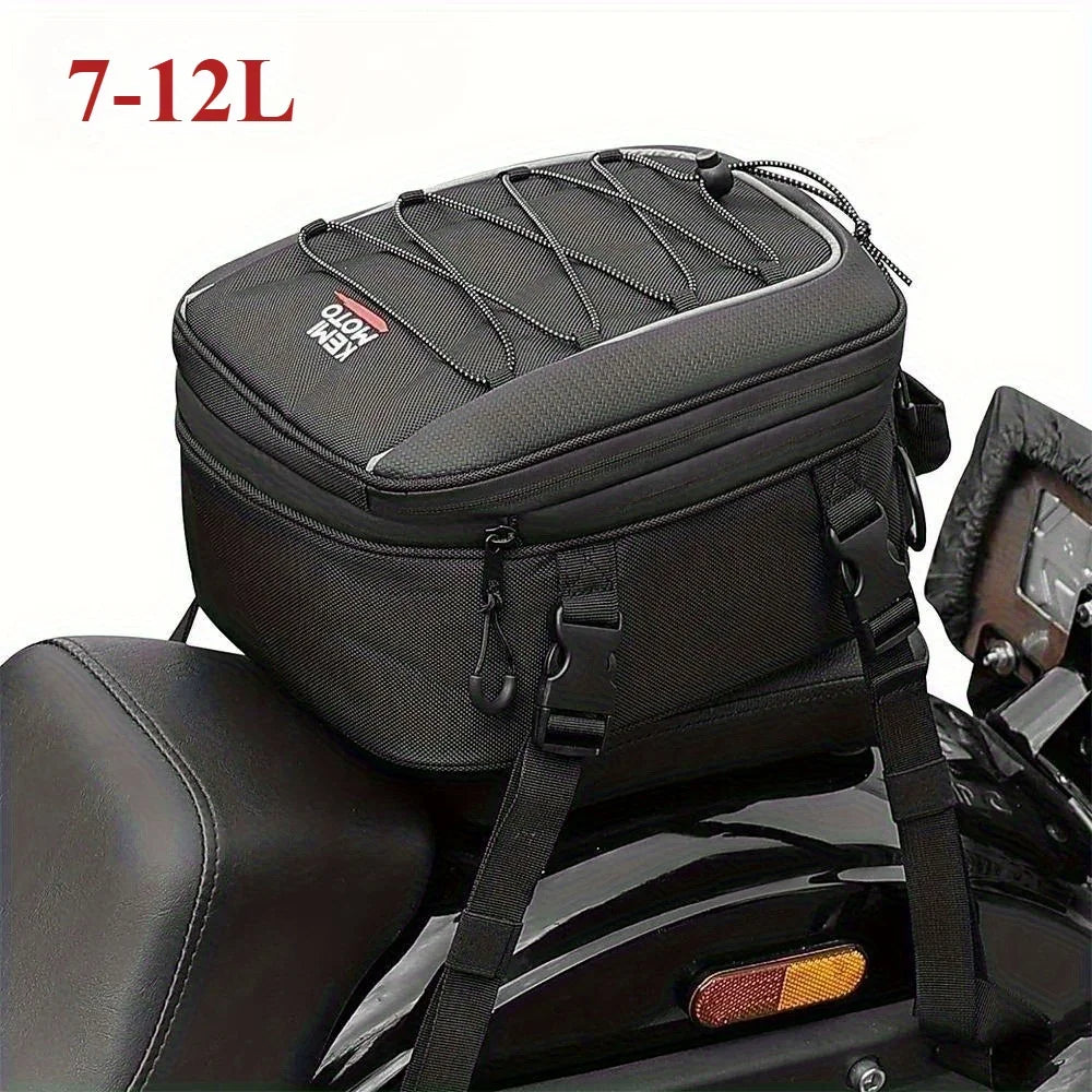 KEMITOUR Expandable Motorcycle Tail Bag 7-12L Rear Seat Luggage Motorcycle Tail Bag Nixie 7L-12L
