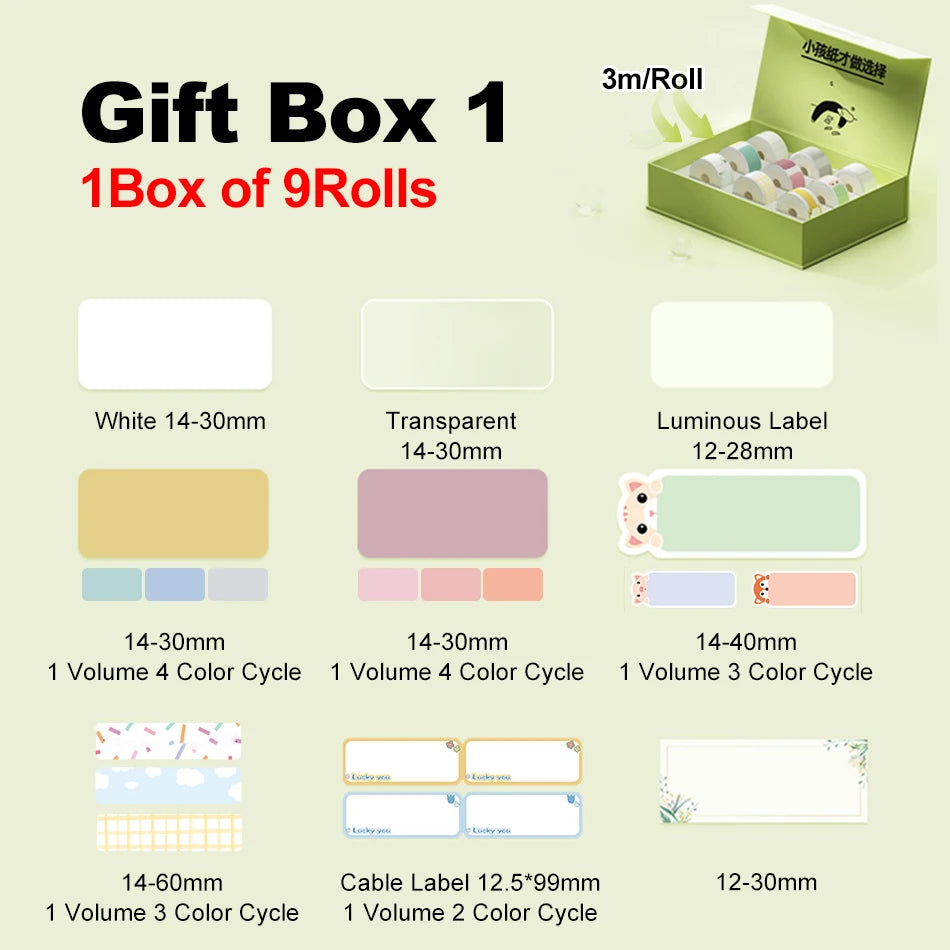 Niimbot Gift Box Label Rolls – Colorful Stickers for D11 D110 D101 Thermal Label Rolls Nixie