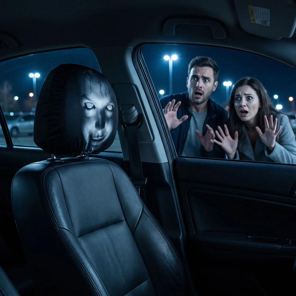 Ghost Face Car Headrest Covers | 4-Piece Elastic Fit Set