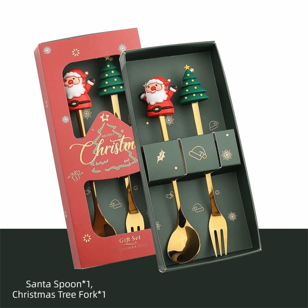 Christmas Coffee Spoons Set – Santa, Tree & Star Motifs