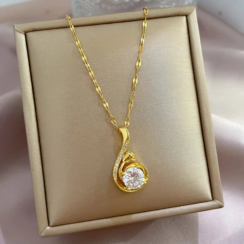 Lark Pendant Clavicle Necklace | Gold Stainless Steel Women Pendant Necklace Nixie