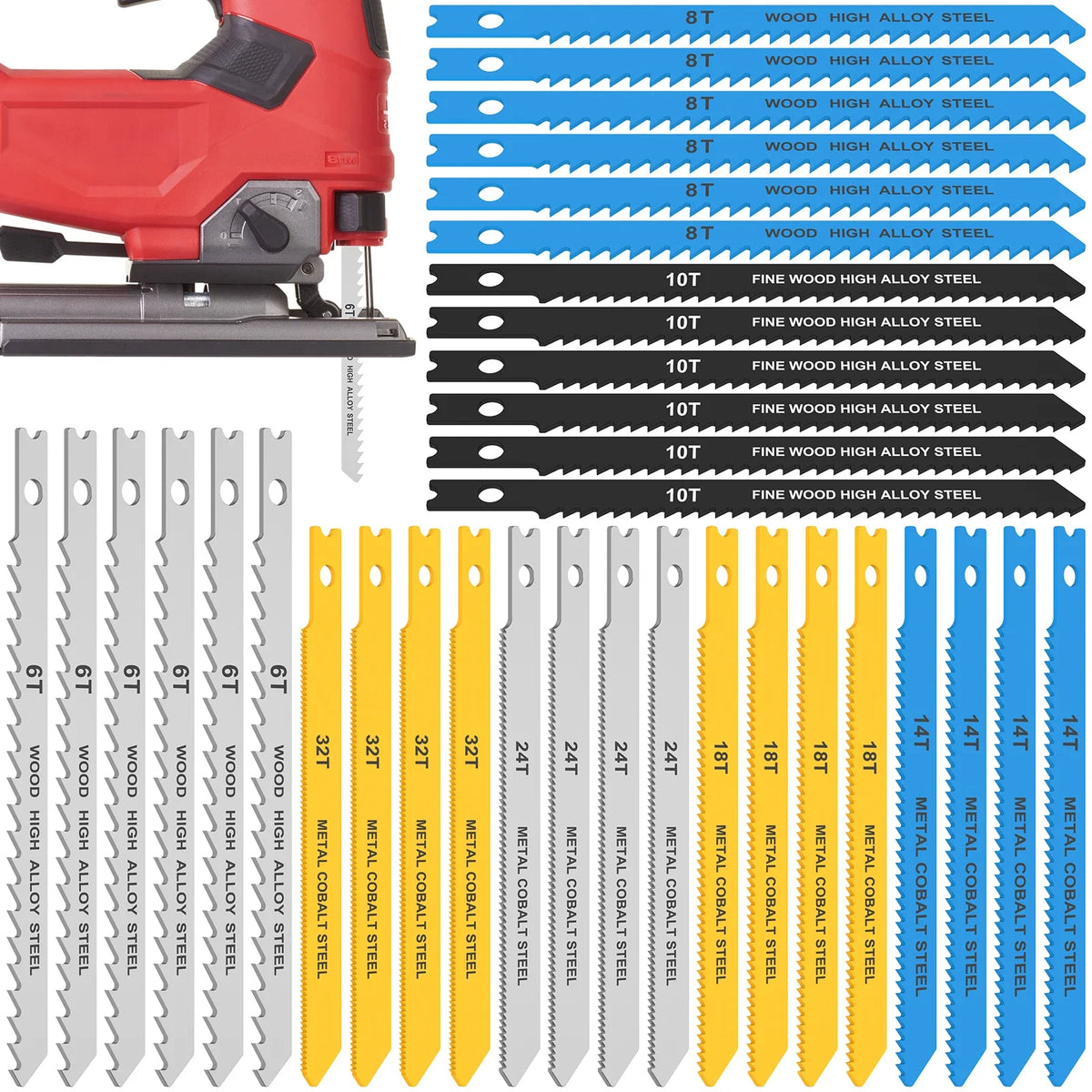 14–34 Pcs U-Shank Jigsaw Blade Set | High Carbon Steel Jigsaw Blade Set Nixie