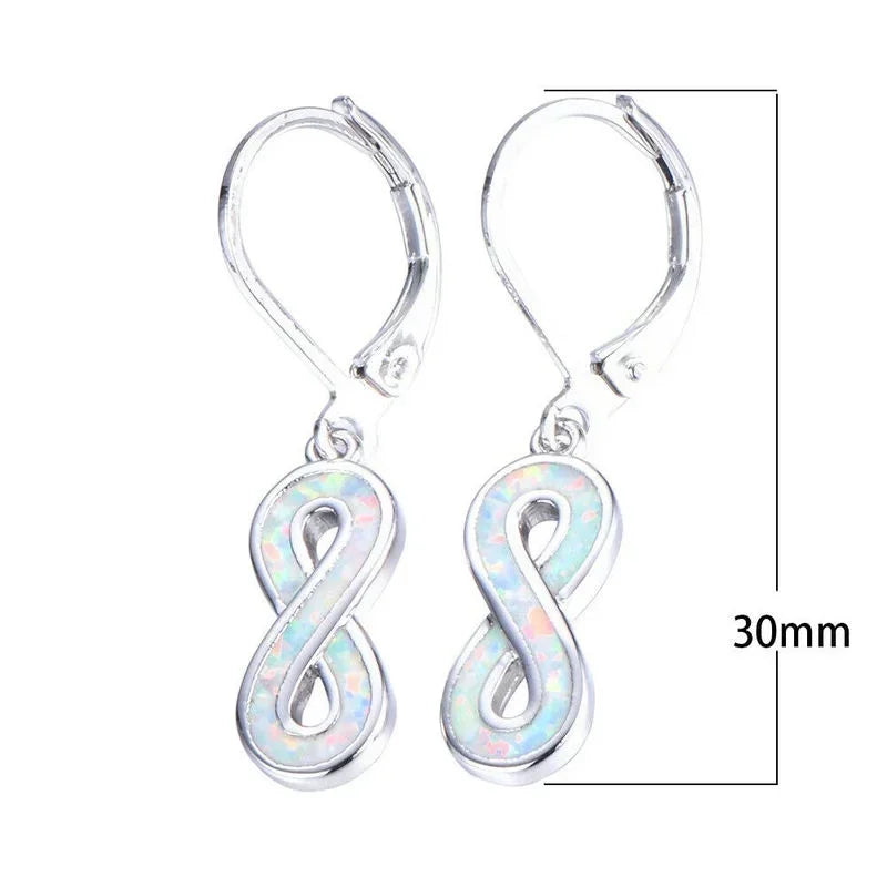 Blue Simulated Opal Dangle Drop Earrings | Rhinestone Crystal Dangle Drop Earrings Nixie