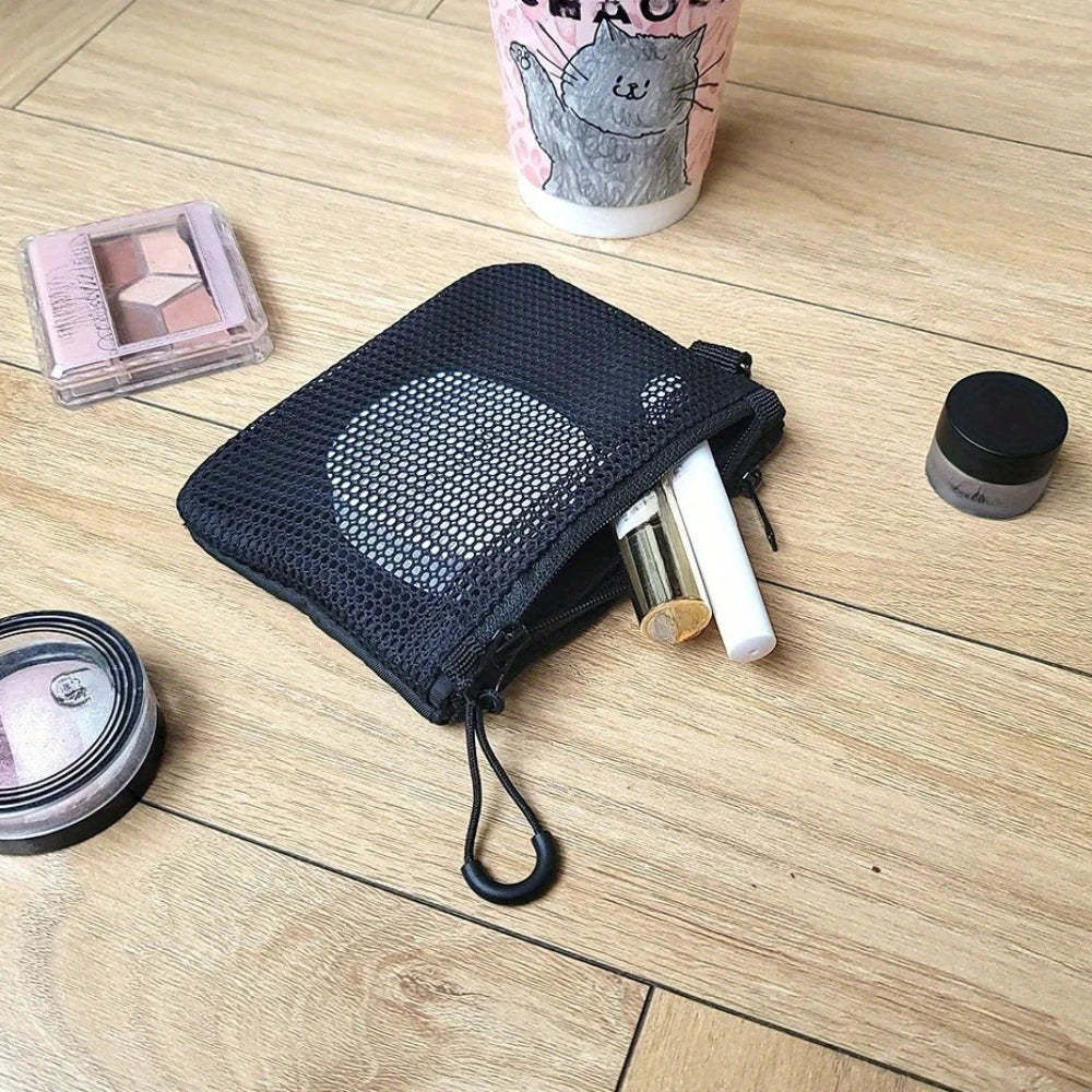 Nixie Mesh Cosmetic Pouch Zipper Travel Organizer Clutch