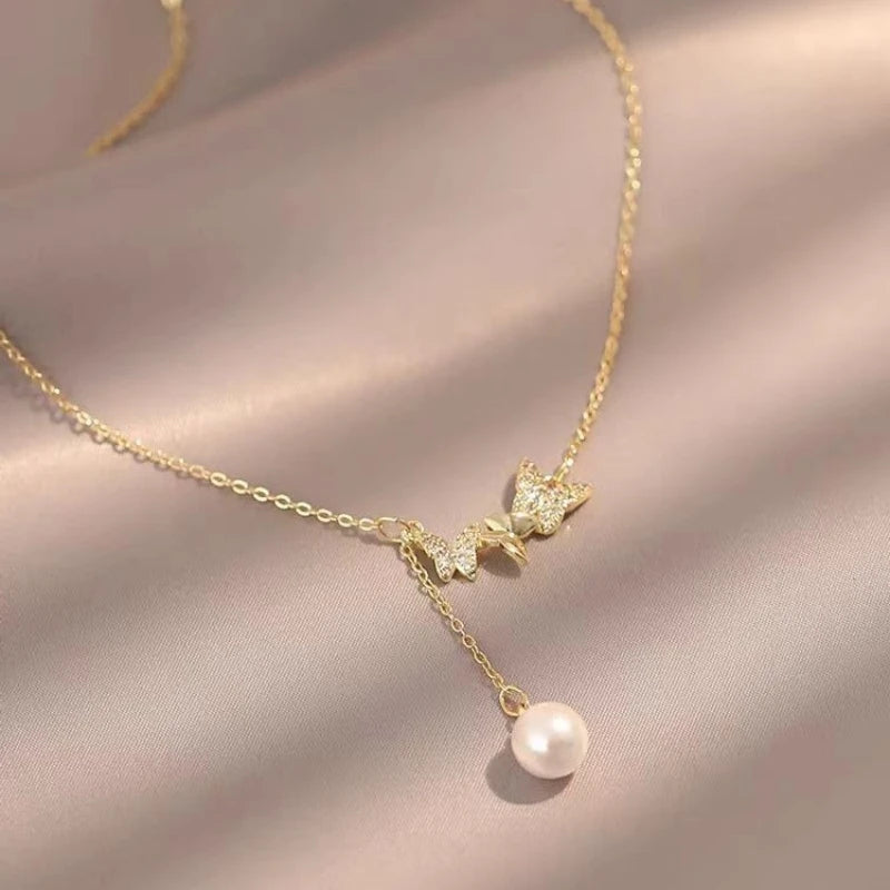 Butterfly Copper Pendant Stainless Steel Chain Necklace Women Pendant Necklace Nixie