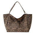 Women's Leopard Print Canvas Tote Large Shoulder Bag Canvas Tote Bag Nixie BB-1466Leopard Print