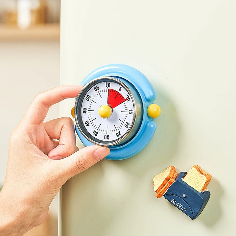 Vintage Mechanical Kitchen Timer – 60-Min Magnetic Countdown