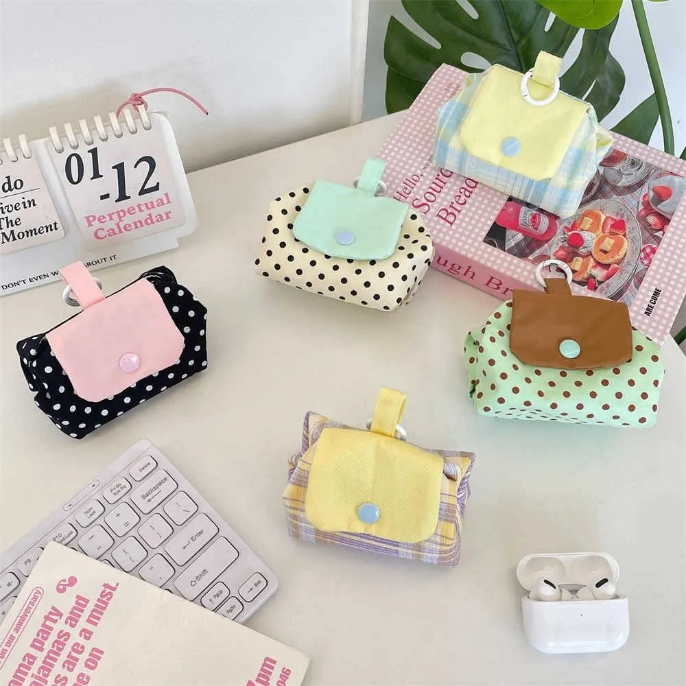 Mini Earphone Coin Pouch – Snap Button Polyester Storage Bag