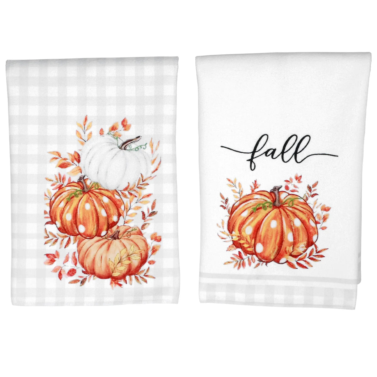 2-Pack Fall Pumpkin Microfiber Kitchen Dish Towels | Autumn