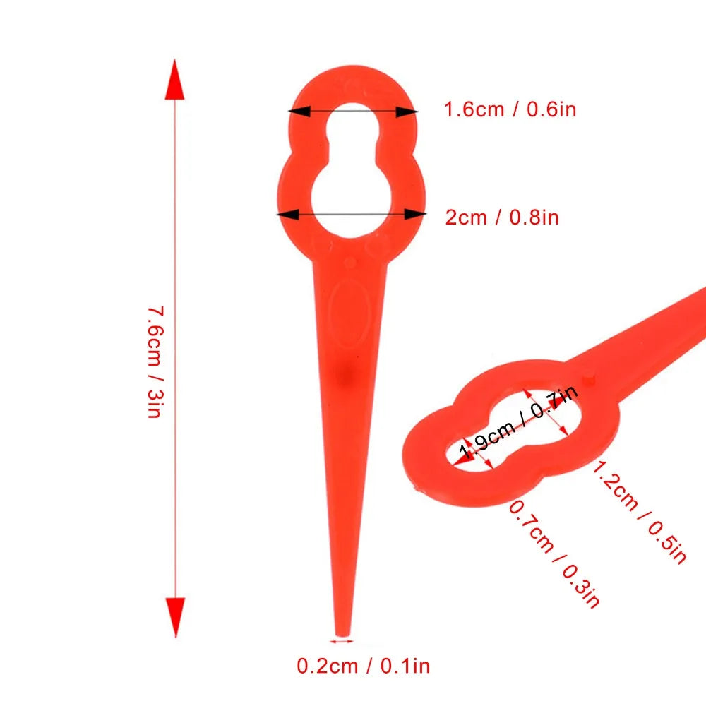 100-Pack 76mm Nylon Grass Trimmer Blades – Red Replacement Set
