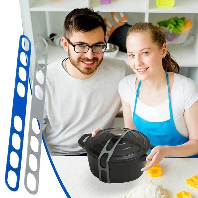 Reusable Silicone Elastic Lid Strap – Universal Pot & Lunch Box Kitchen Lid Strap Nixie