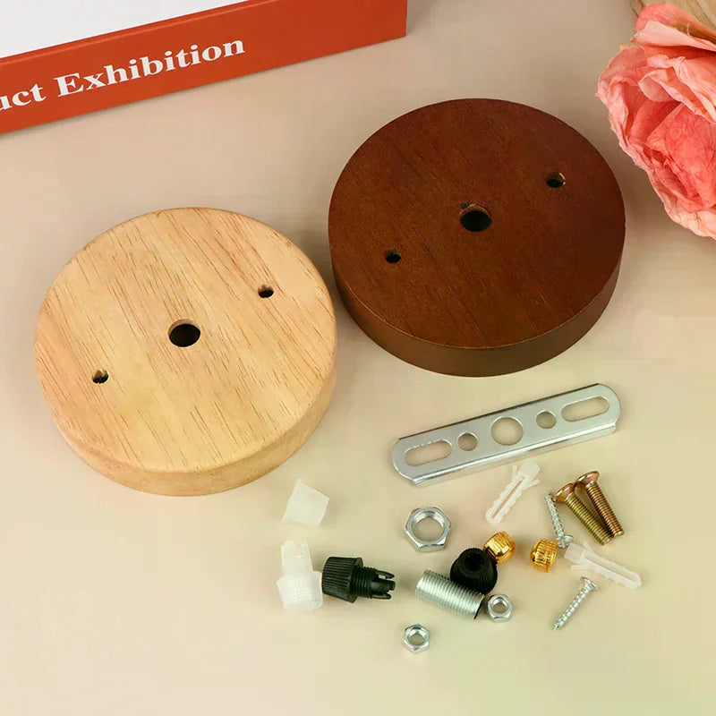 Wooden Ceiling Plate Lamp Base | 10/12cm Pendant DIY Chandelier Lamp Base Fitting Nixie