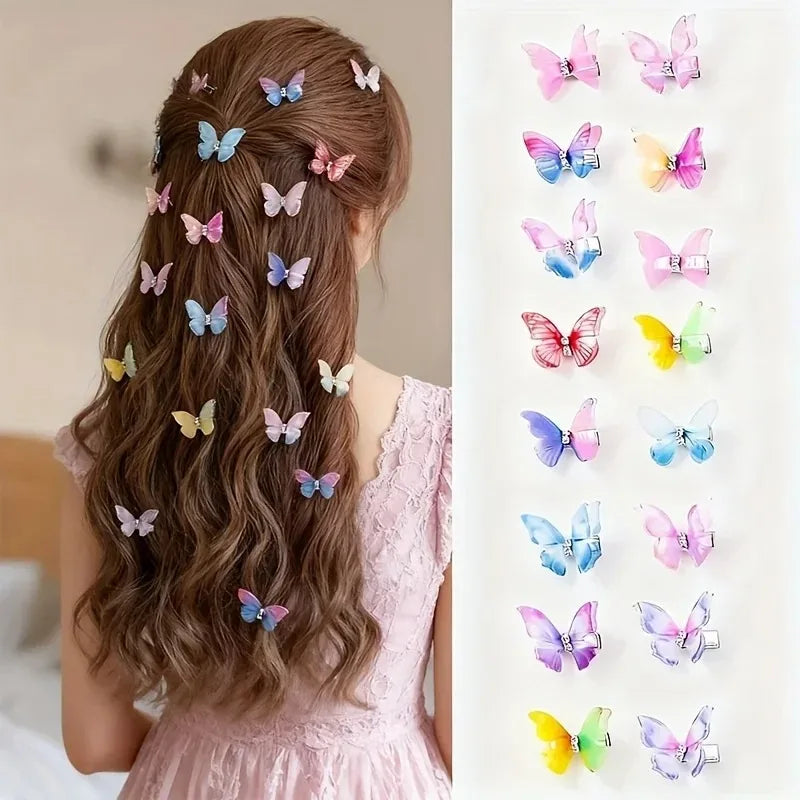 Gradient Butterfly Hair Clips Set 8 or 12 Pcs | Double Layer Butterfly Hair Clips Nixie