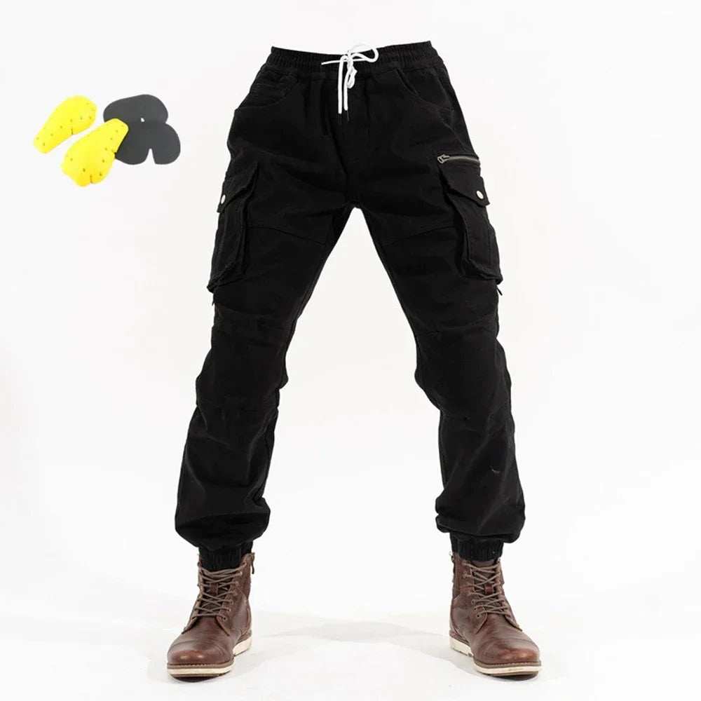 KEMITOUR Men's Motorcycle Riding Pants with Knee & Hip Guards Motorcycle Riding Pants Nixie Black XXL