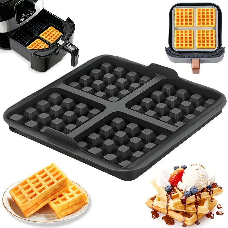 Square Waffle Mold Non-Stick Baking Pan for Air Fryer Waffle Baking Mold Nixie