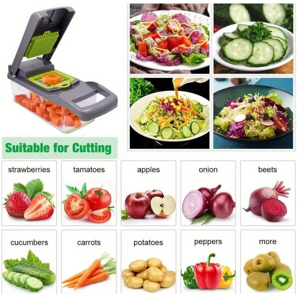 16-in-1 Vegetable Chopper Slicer Dicer Grater – Stainless Steel Vegetable Chopper Slicer Nixie