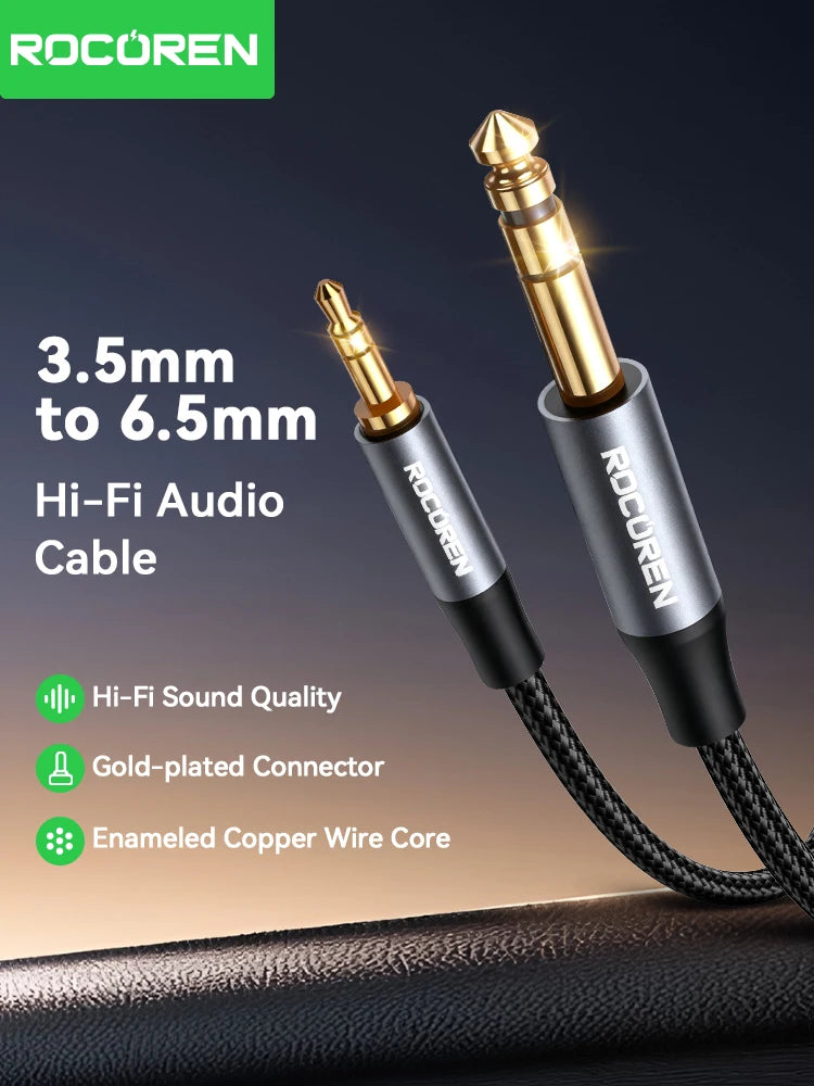 Rocoren 3.5mm to 6.5mm Male AUX Audio Jack Cable Adapter AUX Audio Cable Nixie