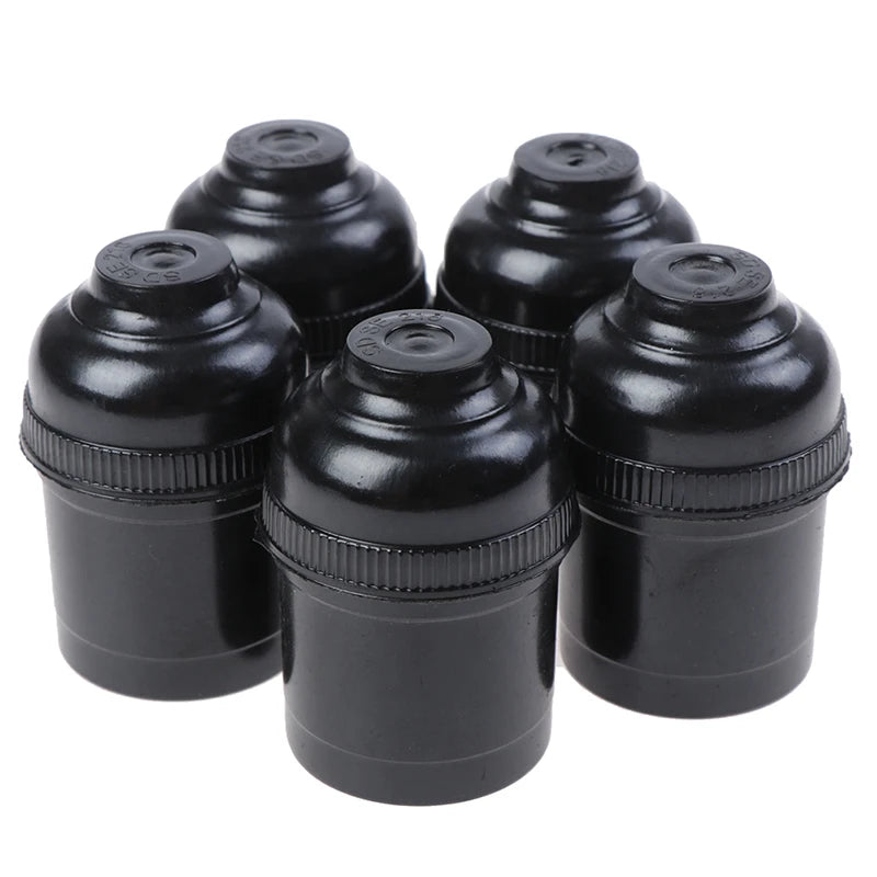 5-Pack E27 Edison Screw Pendant Lamp Holders – Retro Black