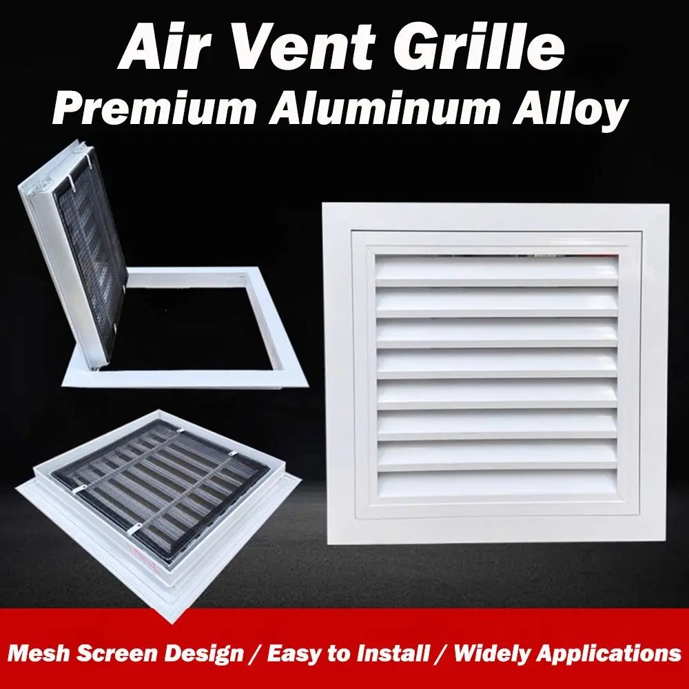 Aluminum Square Air Vent Grille White Gable Vent with Mesh Screen Air Vent Grille Nixie