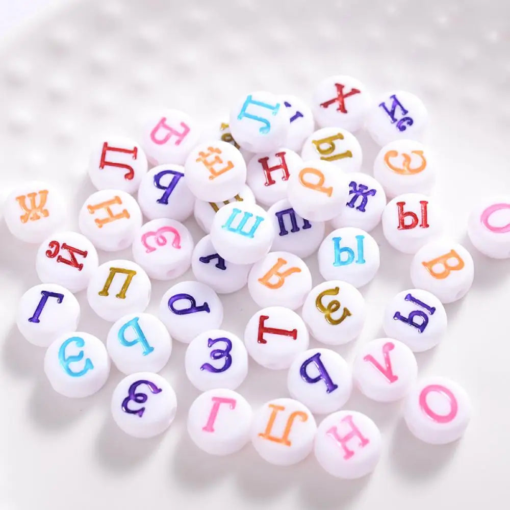 100Pcs Russian Letter Acrylic Beads – Alphabet Spacer Beads Alphabet Craft Beads Nixie