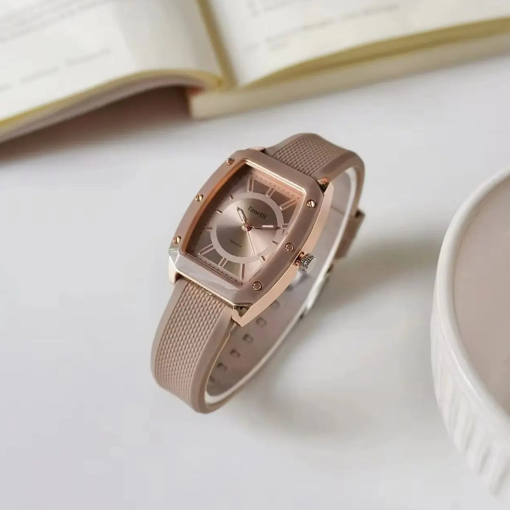 Timetti Square Quartz Watch – Silicone Strap Casual Style Quartz Wrist Watch Nixie