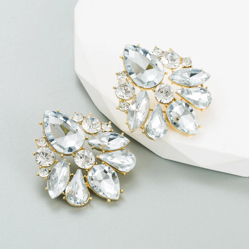 Geometric Gold-Plated Glass Rhinestone Stud Earrings Fashion Stud Earrings Nixie