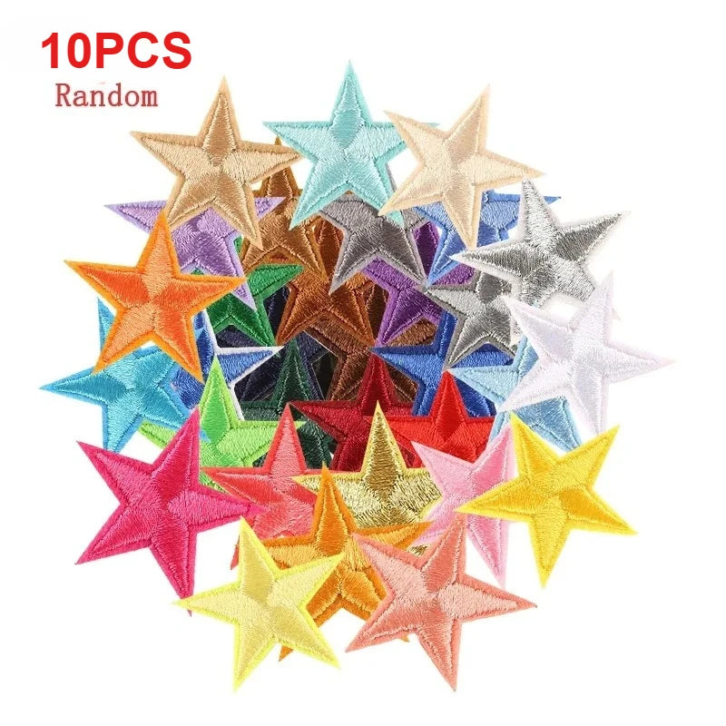 10pcs Iron-On Star Patches – Embroidered Bulk Applique Set Embroidered Iron-On Patches Nixie Random-20pcs