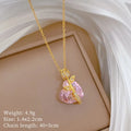 Pink Heart Rose Pendant Necklace – Sparkling Zircon Choker Pendant Necklace Nixie XL2606-819
