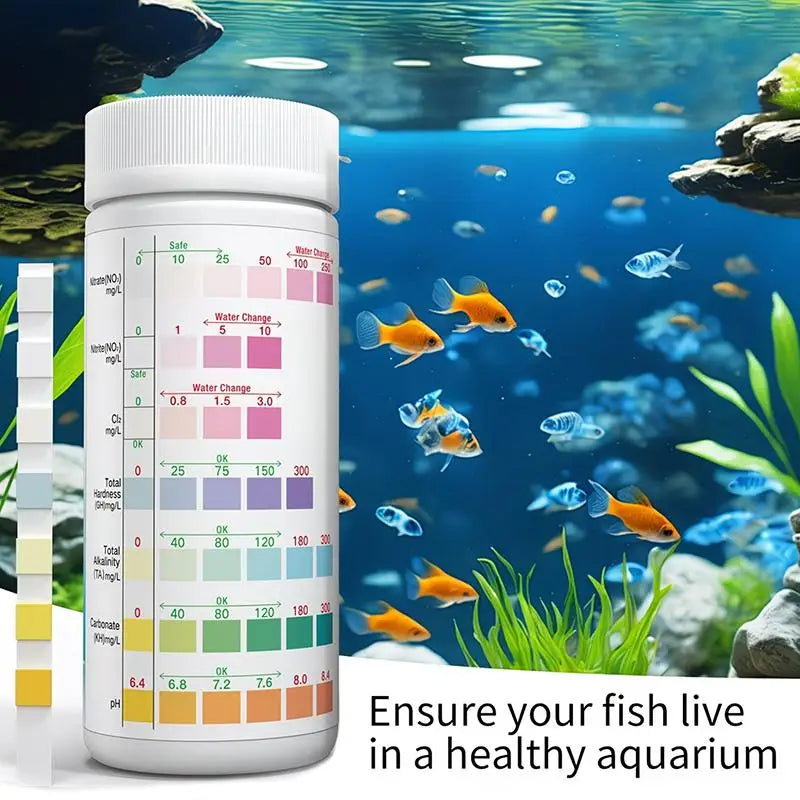 8-in-1 Aquarium Water Test Strips – Fish Tank & Reef Kit