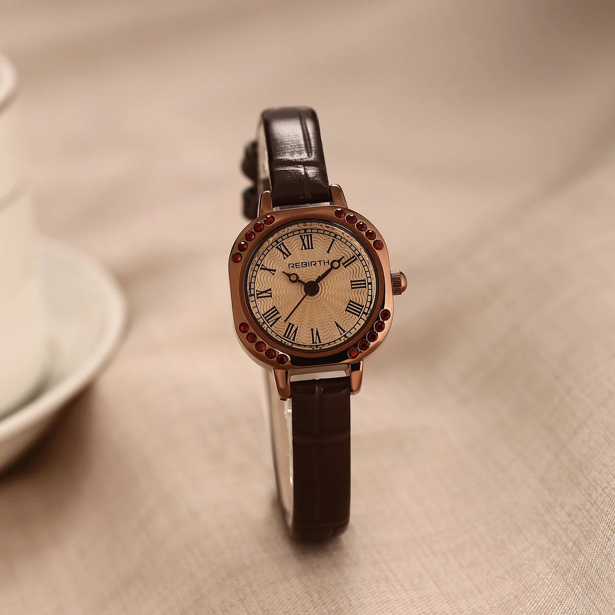 REBIRTH Retro Quartz Watch – Roman Numeral Leather Band | College Style Casual Quartz Watch Nixie