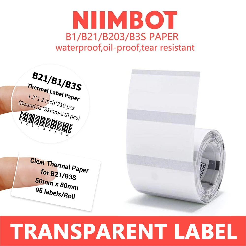 Niimbot Transparent Thermal Label Paper – Round Stickers B1 B21
