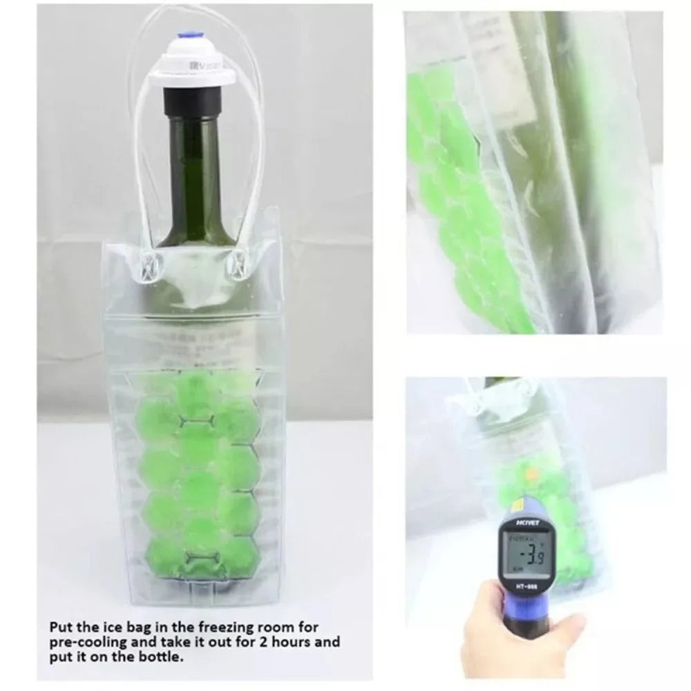 PVC Wine Bottle Freezer Bag – Portable Gel Cooler Tote Bottle Cooler Bag Nixie