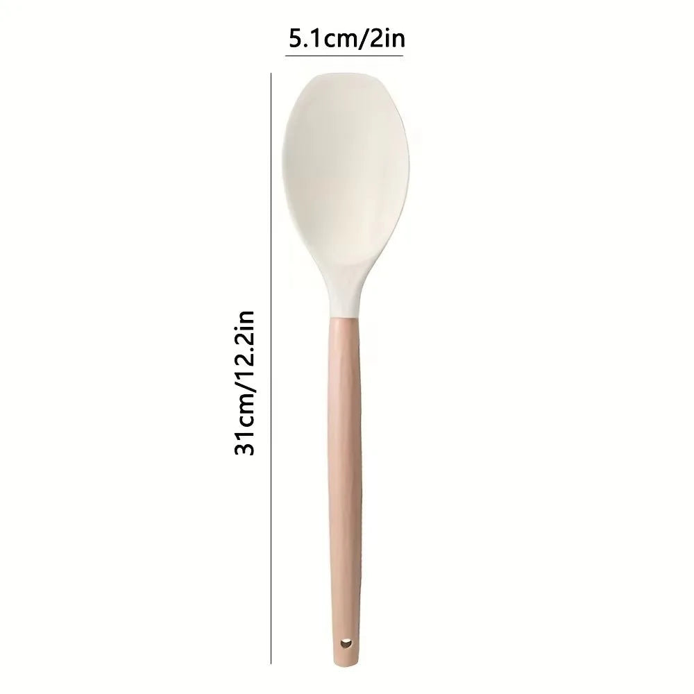 2-Piece Silicone Spatula Spoons with Wooden Handle | Kitchen Set Silicone Kitchen Utensils Nixie